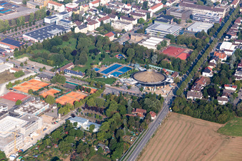 Spa and swimming pools at the swimming pool of the leisure facility bellamar in Schwetzingen in the state Baden-Wurttemberg, Germany