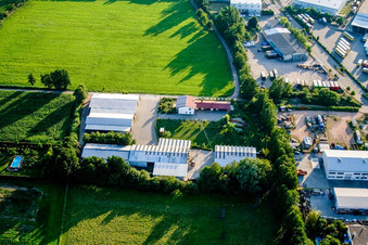 Aerial photograpy of In the Rötzwiesen, farm of the Kerth family in the district Minderslachen in Kandel in the state Rhineland-Palatinate, Germany