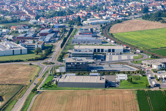 Industrial area in the Speyer Valley with Kardex Software GmbH and ITK Engineering GmbH in Rülzheim in the state Rhineland-Palatinate, Germany