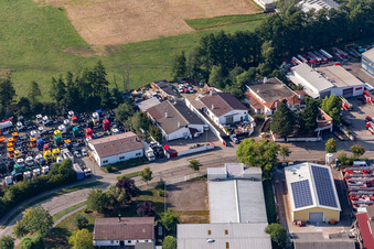 Aerial view of SIVA GmbH in the Horst industrial park in the district Minderslachen in Kandel in the state Rhineland-Palatinate, Germany
