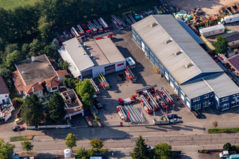 Aerial photograpy of Aerial ladder workshop Beitel & Stier GmbH in Barthelsmühlring in the Horst industrial estate in the district Minderslachen in Kandel in the state Rhineland-Palatinate, Germany