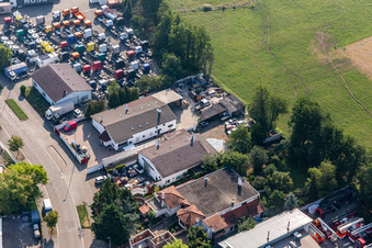 Aerial view of Barthelsmühlring in the Horst industrial estate in the district Minderslachen in Kandel in the state Rhineland-Palatinate, Germany