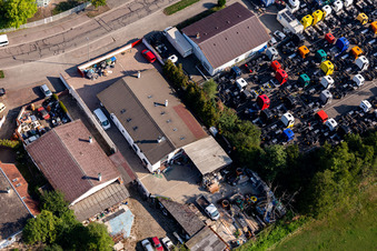 Aerial photograpy of Barthelsmühlring in the Horst industrial estate in the district Minderslachen in Kandel in the state Rhineland-Palatinate, Germany