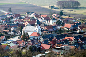 Niederlauterbach in the state Bas-Rhin, France viewn from the air