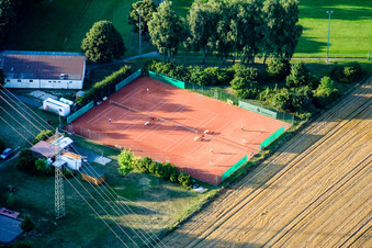 Aerial view of Tennis Club SV 1965 in Erlenbach bei Kandel in the state Rhineland-Palatinate, Germany