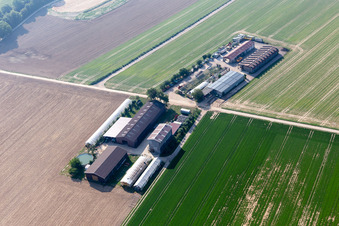 Aerial photograpy of Resettler farm in Kandel in the state Rhineland-Palatinate, Germany