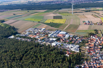 Aerial view of Im Gereut industrial estate, HGGS LaserCUT GmbH & Co. KG in Hatzenbühl in the state Rhineland-Palatinate, Germany