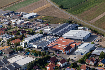 Im Gereut industrial estate, HGGS LaserCUT GmbH & Co. KG in Hatzenbühl in the state Rhineland-Palatinate, Germany from above