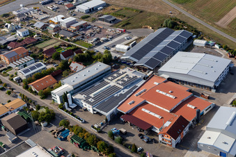 Im Gereut industrial estate, HGGS LaserCUT GmbH & Co. KG in Hatzenbühl in the state Rhineland-Palatinate, Germany seen from above