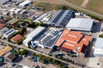 Im Gereut industrial estate, HGGS LaserCUT GmbH & Co. KG in Hatzenbühl in the state Rhineland-Palatinate, Germany from the plane