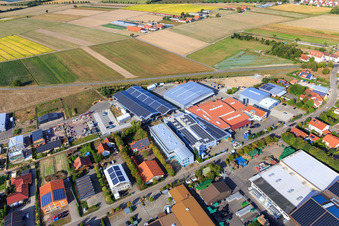 Drone image of Im Gereut industrial estate, HGGS LaserCUT GmbH & Co. KG in Hatzenbühl in the state Rhineland-Palatinate, Germany