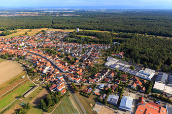 Aerial photograpy of View of the town from the northwest in Hatzenbühl in the state Rhineland-Palatinate, Germany