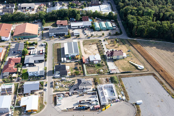 Im Gereut industrial estate from the north in Hatzenbühl in the state Rhineland-Palatinate, Germany
