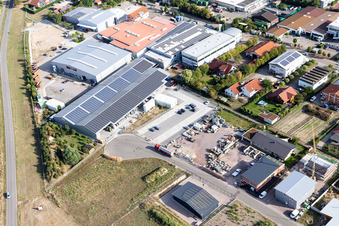 Im Gereut industrial estate, HGGS LaserCUT GmbH & Co. KG in Hatzenbühl in the state Rhineland-Palatinate, Germany seen from above