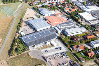 Im Gereut industrial estate, HGGS LaserCUT GmbH & Co. KG in Hatzenbühl in the state Rhineland-Palatinate, Germany viewn from the air