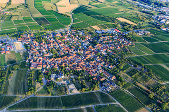 Wine-growing village on the edge of the Haardt from the west in the district Schweigen in Schweigen-Rechtenbach in the state Rhineland-Palatinate, Germany