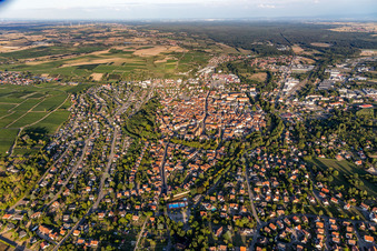 Bird's eye view of Wissembourg in the state Bas-Rhin, France