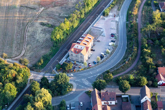 Aerial view of Hotel Restaurant Alter Bahnhof 1864 in Rohrbach in the state Rhineland-Palatinate, Germany