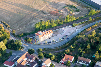 Aerial photograpy of Hotel Restaurant Alter Bahnhof 1864 in Rohrbach in the state Rhineland-Palatinate, Germany