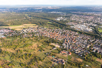 Town View of the streets and houses of the residential areas in Hochstadt in the state Hesse, Germany