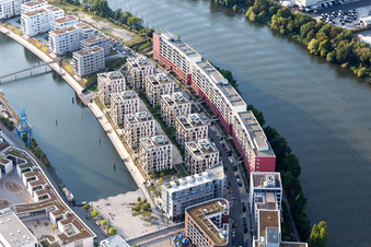 Harbor Island in the district Hafen in Offenbach am Main in the state Hesse, Germany from above