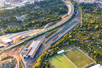 Eintracht Frankfurt eV and VGF Depot East in the district Seckbach in Frankfurt am Main in the state Hesse, Germany