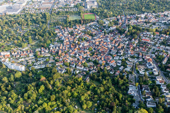 Aerial photograpy of District Seckbach in Frankfurt am Main in the state Hesse, Germany