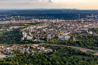 Oblique view of District Seckbach in Frankfurt am Main in the state Hesse, Germany