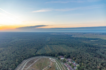 Aerial view of Hippodrome de la Hardt in the district Altenstadt in Wissembourg in the state Bas-Rhin, France