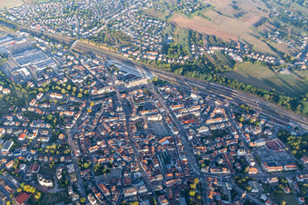 The city center in the downtown area with Bahnhof in Sarrebourg in Grand Est, France