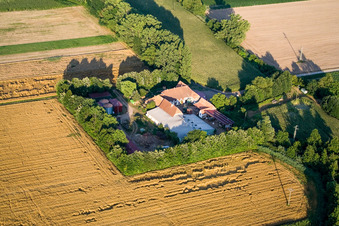 Aerial view of At Erlenbach, Leistenmühle in Kandel in the state Rhineland-Palatinate, Germany