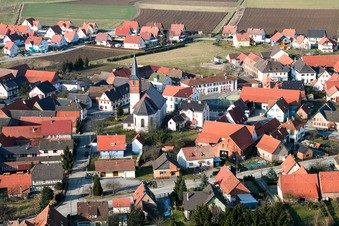 Niederlauterbach in the state Bas-Rhin, France from the drone perspective