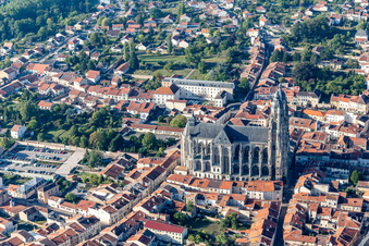 Aerial view of Basilica of Saint-Nicolas-de-Port in Saint-Nicolas-de-Port in the state Meurthe et Moselle, France