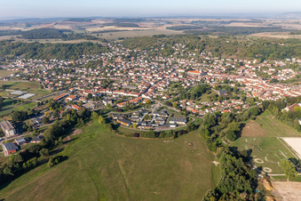 Town View of the streets and houses of the residential areas in Rosieres-aux-Salines in Grand Est, France