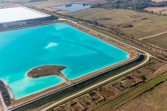 Aerial view of Salt pans in Rosières-aux-Salines in the state Meurthe et Moselle, France