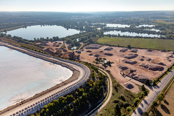 Bird's eye view of Salt pans in Rosières-aux-Salines in the state Meurthe et Moselle, France