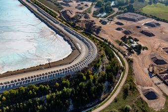Salt pans in Rosières-aux-Salines in the state Meurthe et Moselle, France viewn from the air