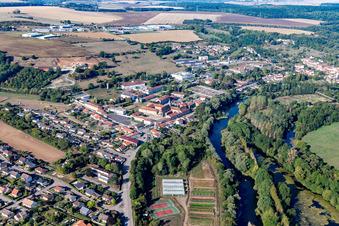 Oblique view of Benedictine monastery/Prieuré bénédictin à Flavigny-sur-Moselle in Flavigny-sur-Moselle in the state Meurthe et Moselle, France