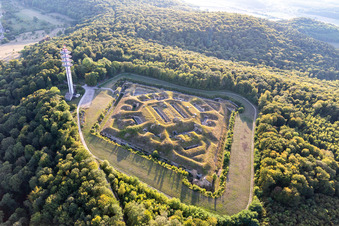 Aerial view of Fragments of the fortress " Fort de Bourlemont " in Mont-les-Neufchateau in Grand Est, France