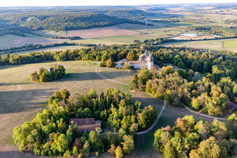 Aerial view of Chateau de Bourlémont in Frebécourt in the state Vosges, France
