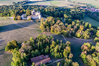 Oblique view of Chateau de Bourlémont in Frebécourt in the state Vosges, France