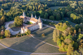 Chateau de Bourlémont in Frebécourt in the state Vosges, France from above