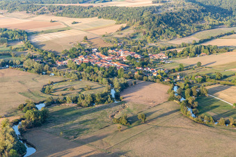 Aerial view of Maxey-sur-Meuse in the state Vosges, France