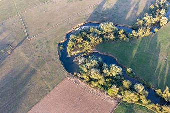 Aerial view of The Meuse in Maxey-sur-Meuse in the state Vosges, France
