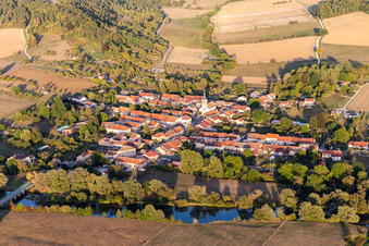 Village on the river bank areas of Maas in Maxey-sur-Meuse in Grand Est, France