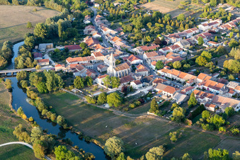 Village on the river bank areas of Maas in Sauvigny in Grand Est, France