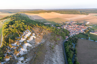 Oblique view of Paragliding launch sites above the Chètre in Champougny in the state Meuse, France