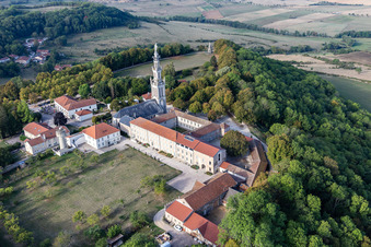 Aerial view of Basilica of Sion in Saxon-Sion in the state Meurthe et Moselle, France