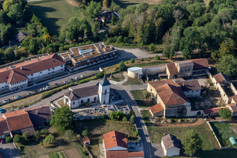 Aerial view of Dommartin-sur-Vraine in the state Vosges, France