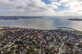 Aerial view of Harbor in the district Nordby in Fanø in the state South Denmark, Denmark